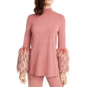 - Alfani Striped Faux-Fur Cuff Sweater NWT